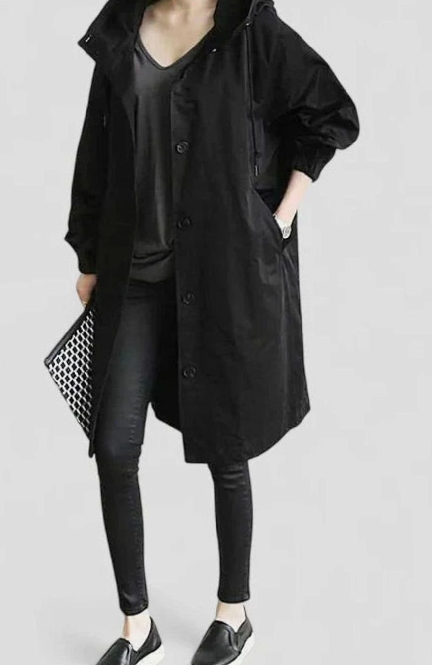 Scarlett | Women's Oversized Hooded Button-Front Longline Trench Coat
