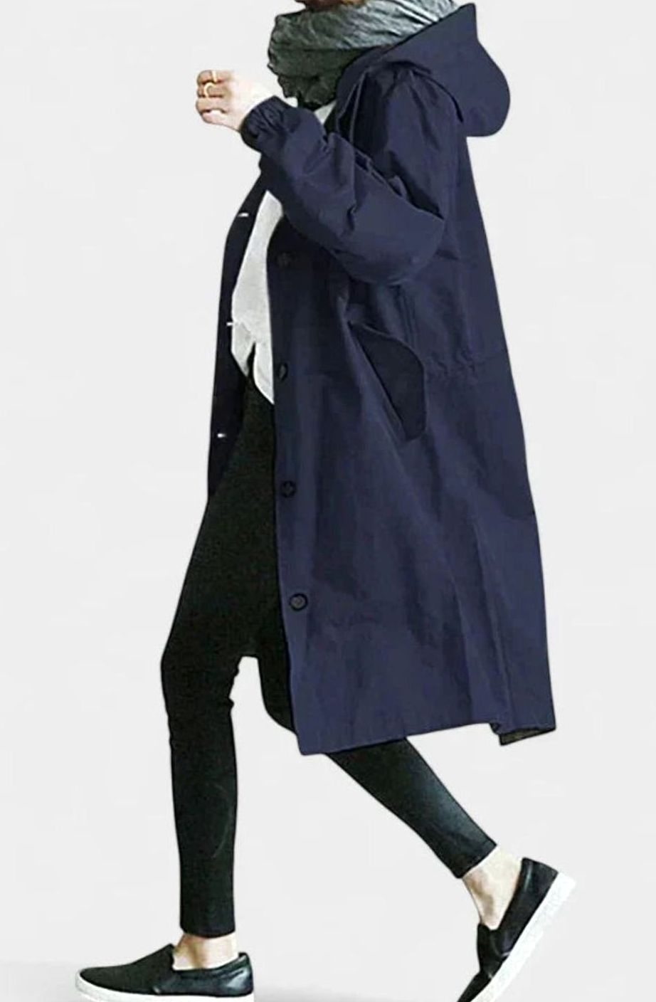 Scarlett | Women's Oversized Hooded Button-Front Longline Trench Coat