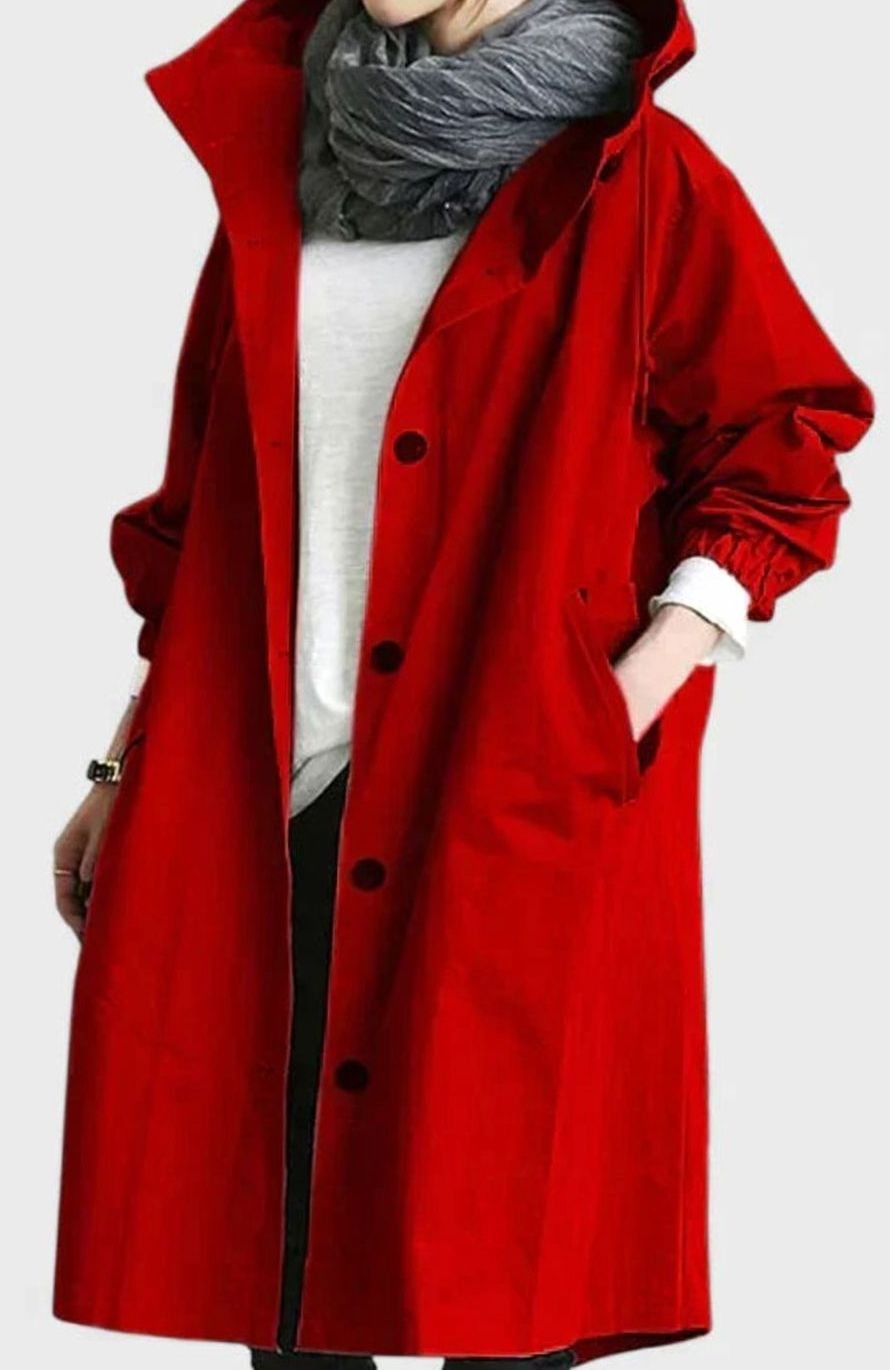 Scarlett | Women's Oversized Hooded Button-Front Longline Trench Coat