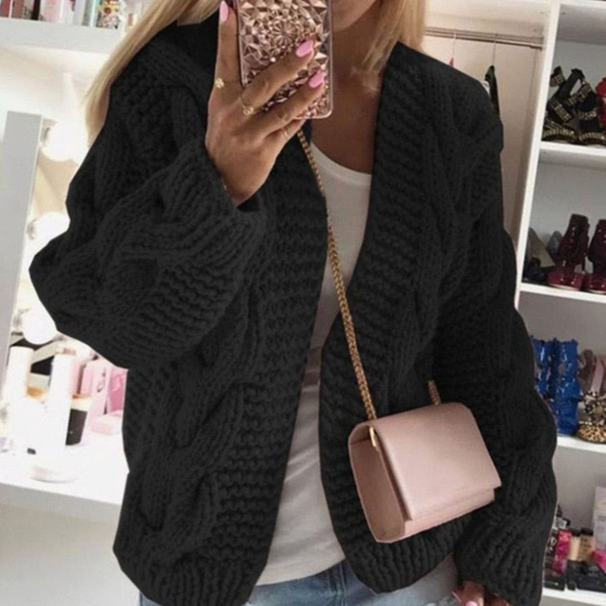 Penelope | Women's Oversized Open-Front Chunky Cable Knit Cardigan