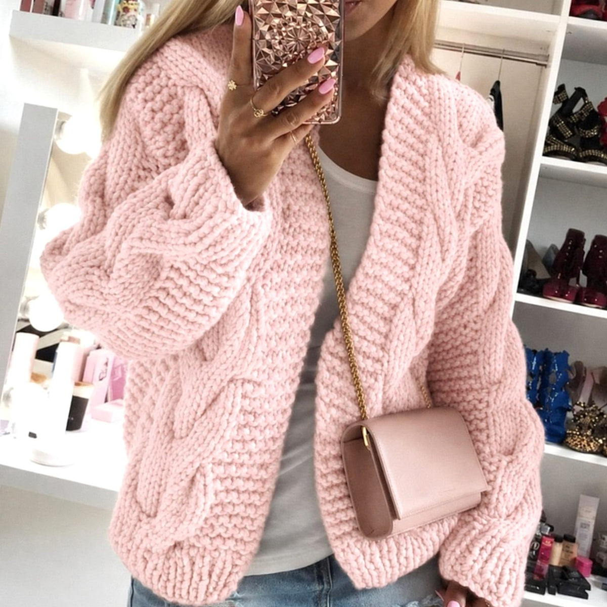 Penelope | Women's Oversized Open-Front Chunky Cable Knit Cardigan