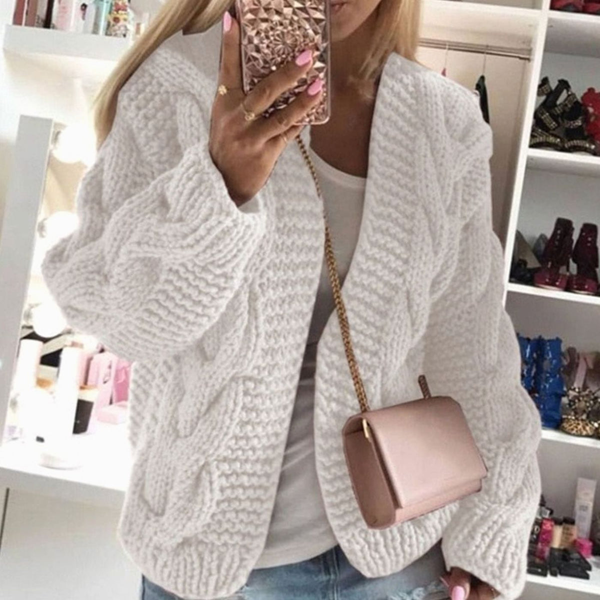 Penelope | Women's Oversized Open-Front Chunky Cable Knit Cardigan