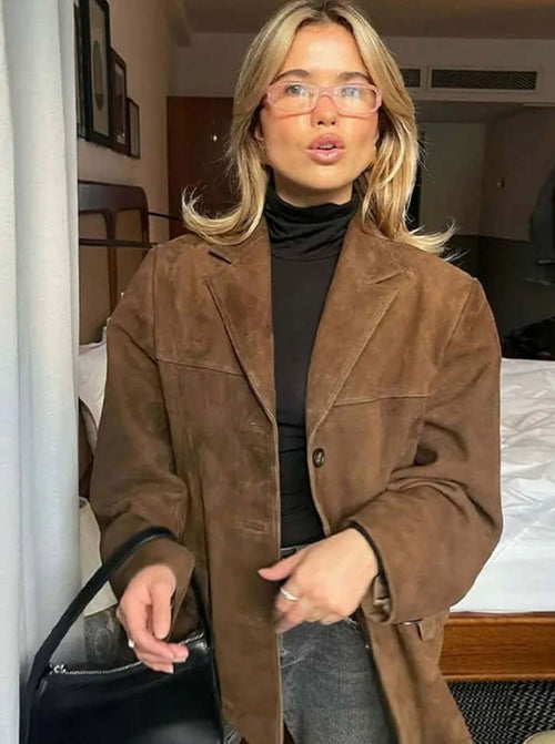 Olivia | Women's Oversized Suede-Look Single-Button Blazer Jacket