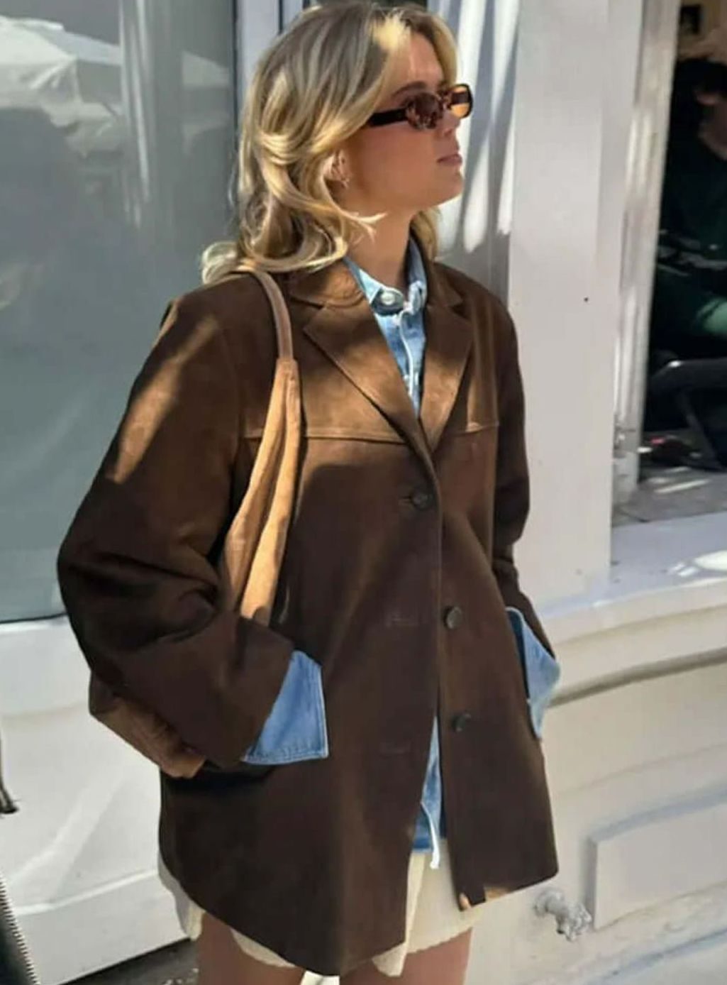 Olivia | Women's Oversized Suede-Look Single-Button Blazer Jacket