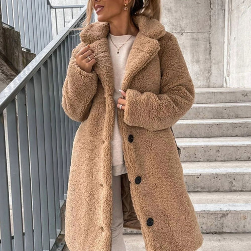 Camila | Women's Oversized Teddy Long Winter Coat Button-Front