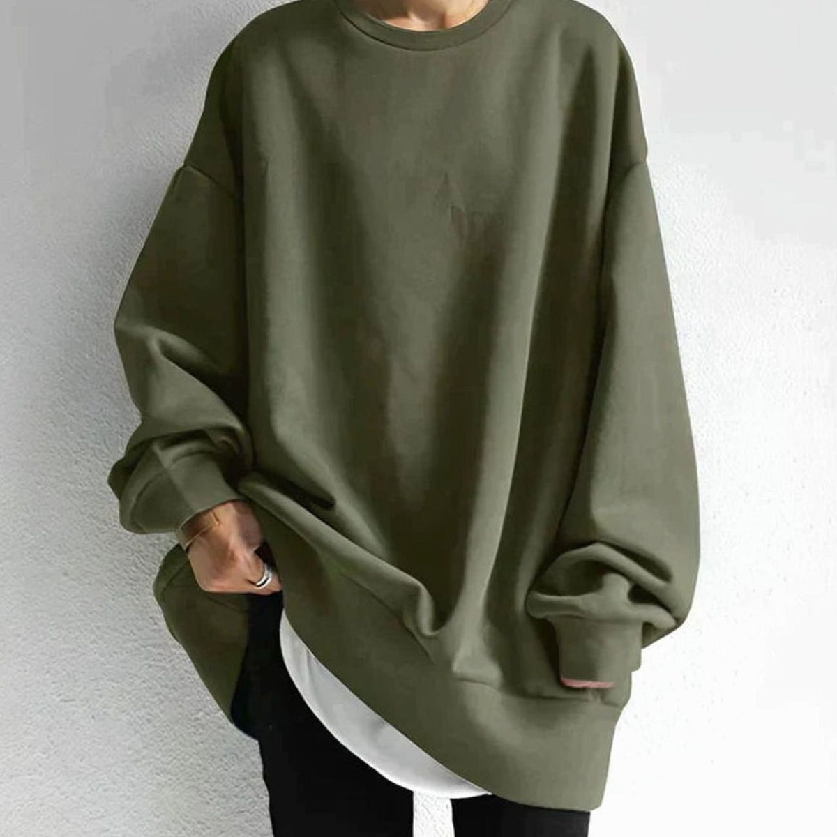 Harper | Women's Oversized Tunic Sweater Drop-Shoulder Crewneck Long Sleeve