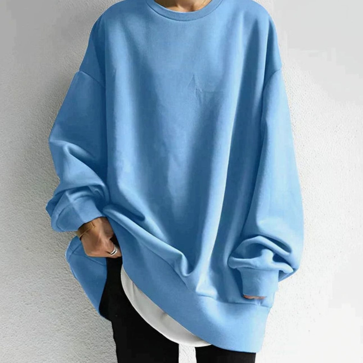 Harper | Women's Oversized Tunic Sweater Drop-Shoulder Crewneck Long Sleeve