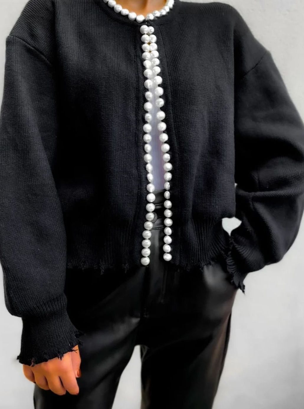 Penelope | Women's Pearl-Trim Open-Front Knit Cardigan Sweater