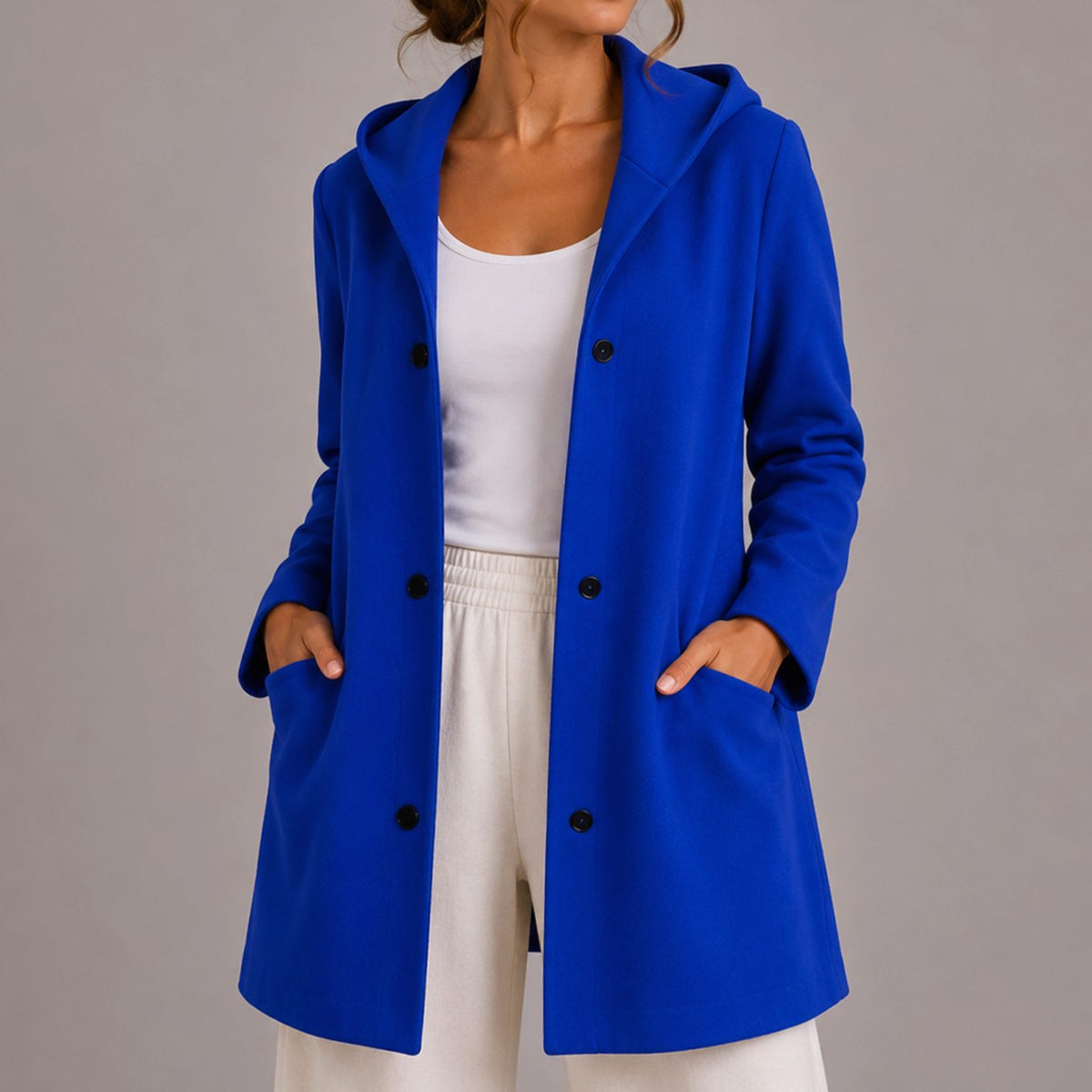 Camila | Women's Relaxed-Fit Hooded Button-Up Cardigan with Pockets