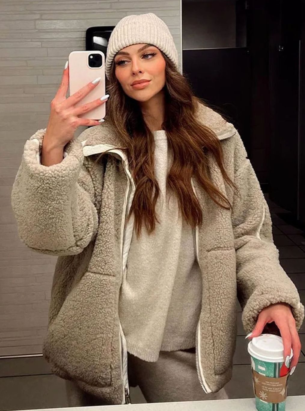 Victoria | Women's Relaxed-Fit Teddy Zip-Up Jacket High Neck Fleece