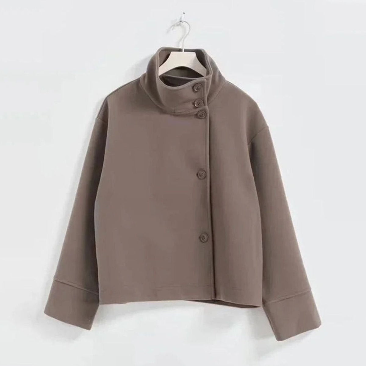 Emma | Women's Short Wool-Blend Button-Up High-Collar Winter Coat