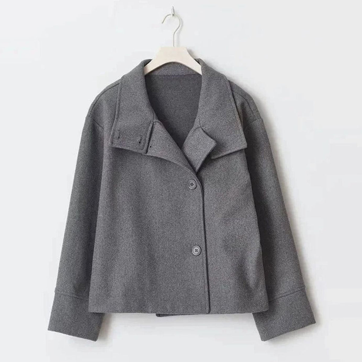 Emma | Women's Short Wool-Blend Button-Up High-Collar Winter Coat