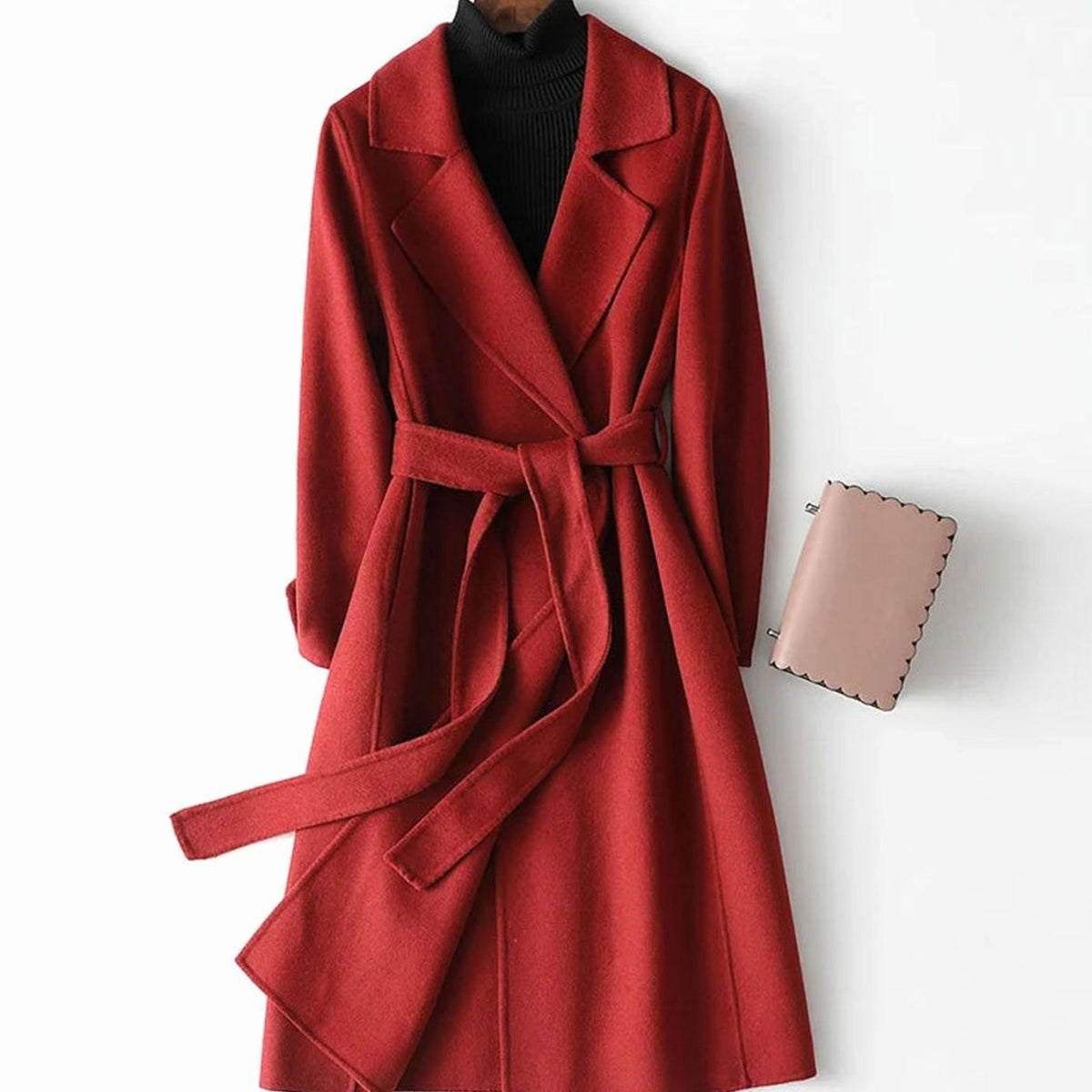 Harper | Women's Wool Blend Belted Wrap Coat A-Line Long Silhouette