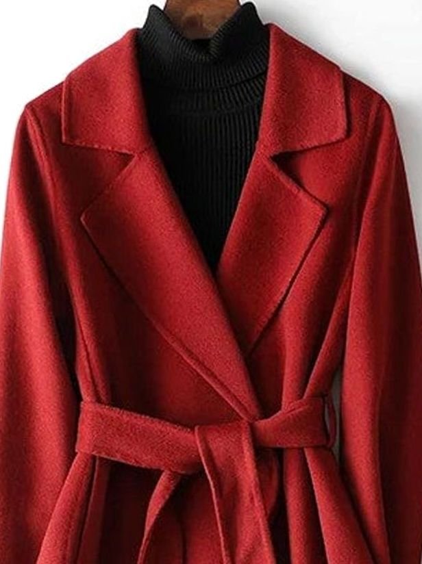 Harper | Women's Wool Blend Belted Wrap Coat A-Line Long Silhouette