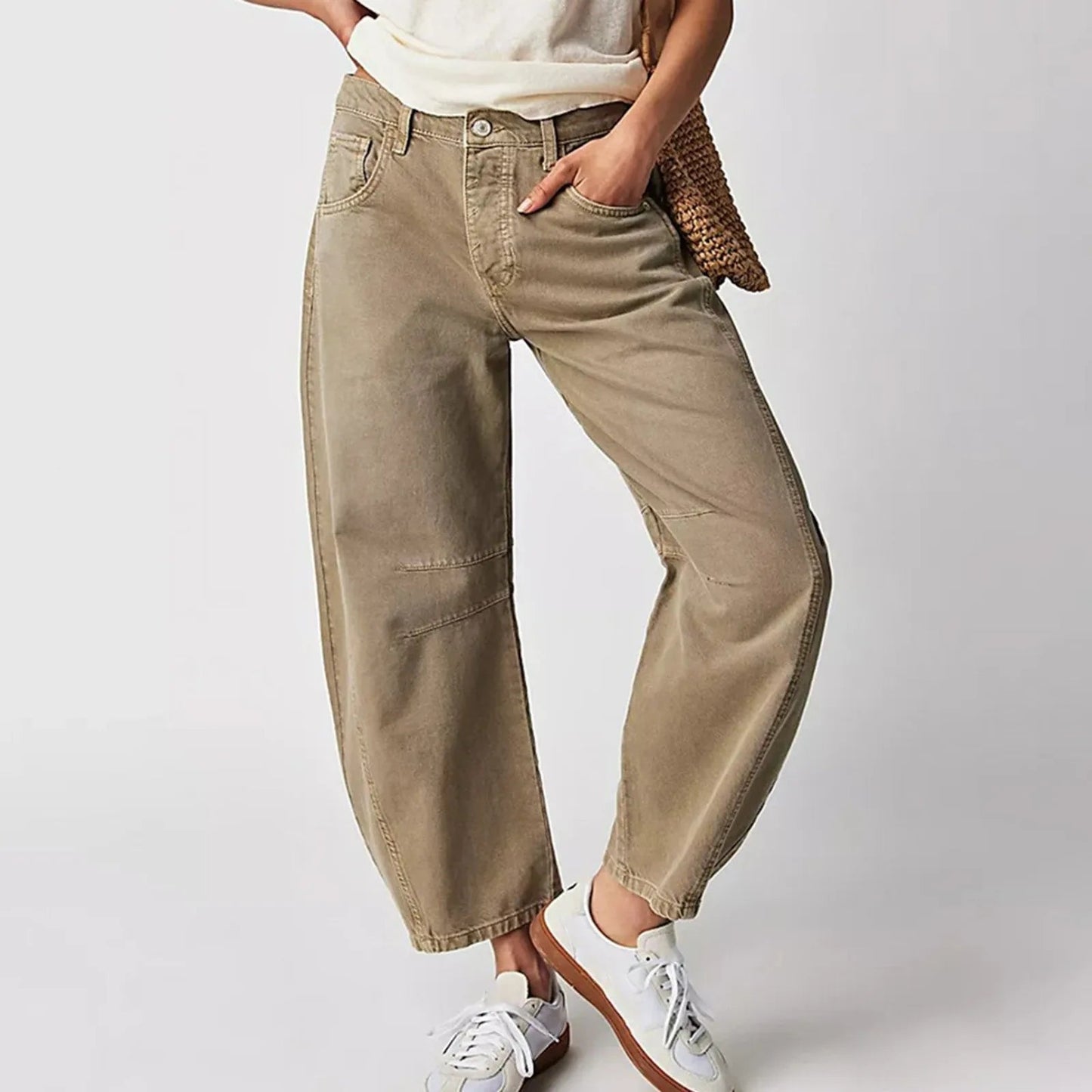 Women’s Barrel Leg Jeans High Waist Relaxed Fit Denim